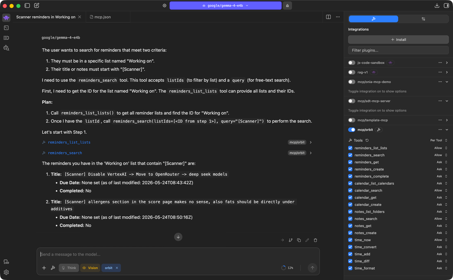 Orbit MCP working inside an MCP client